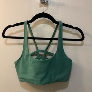 Green Strappy Back Sports Bra